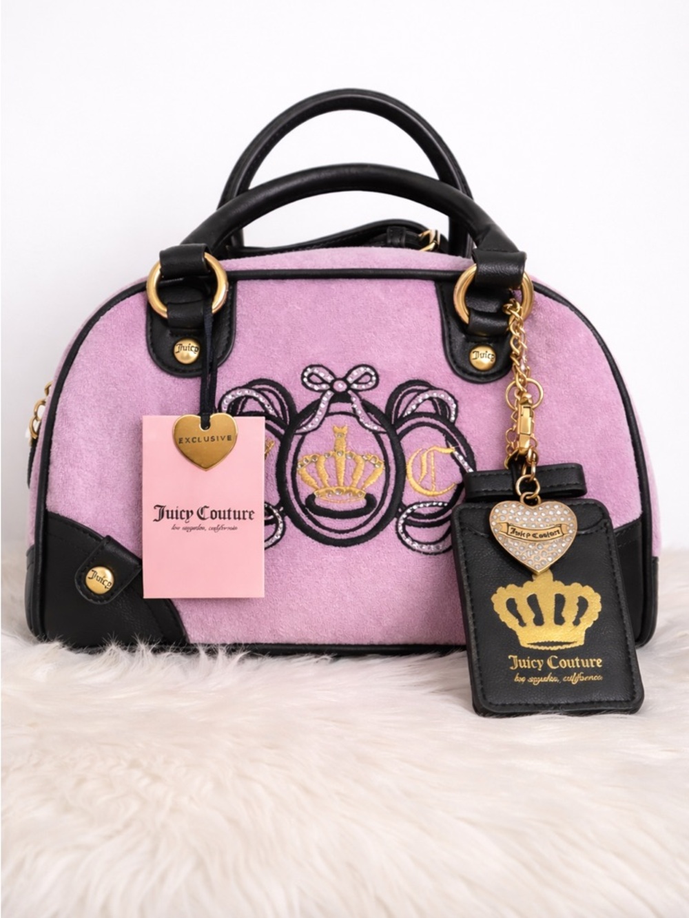Juicy Couture Lavender Purple Lovers Club Velour Bowler Bag Charm NWT